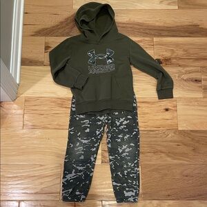 Under Armour Kids' Olive Hoodie and Gray Camo Joggers